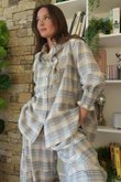 Agnes Plaid Brushed Cotton Neckerchief Blouse Blues